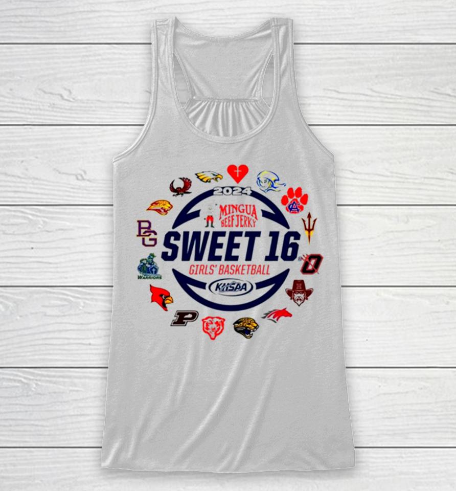 2024 Mingua Beef Jerky Sweet 16 Girls’ Basketball Logo Racerback Tank
