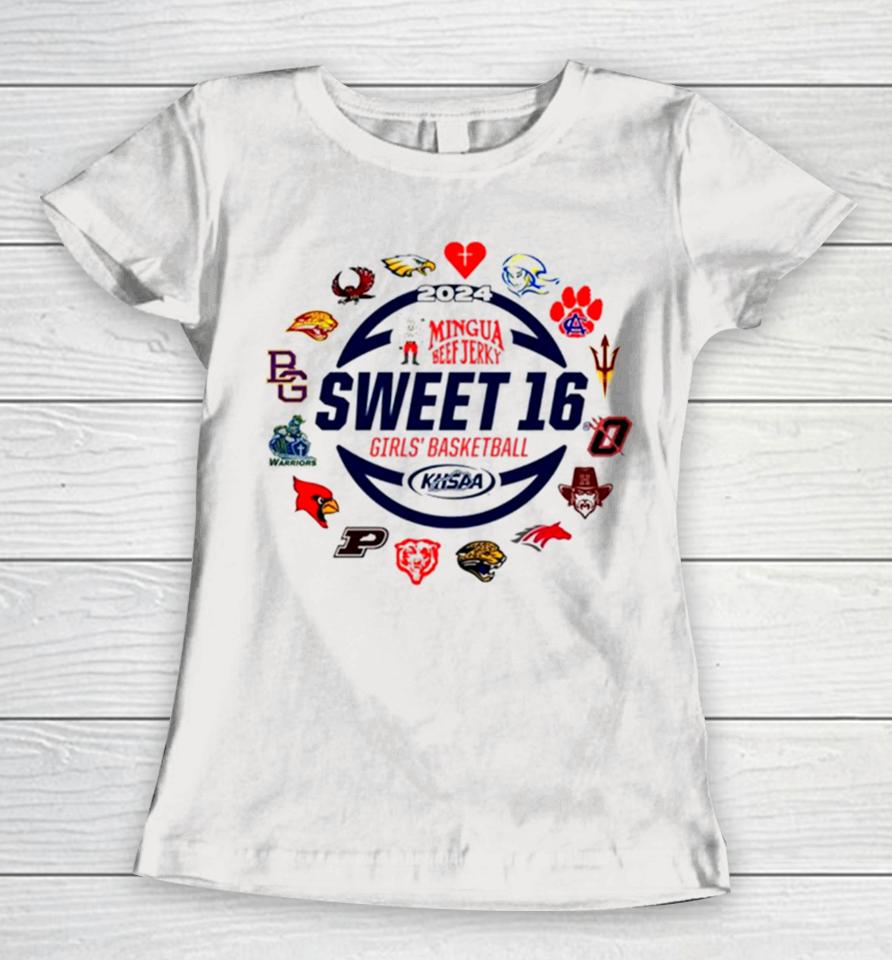 2024 Mingua Beef Jerky Sweet 16 Girls’ Basketball Logo Women T-Shirt