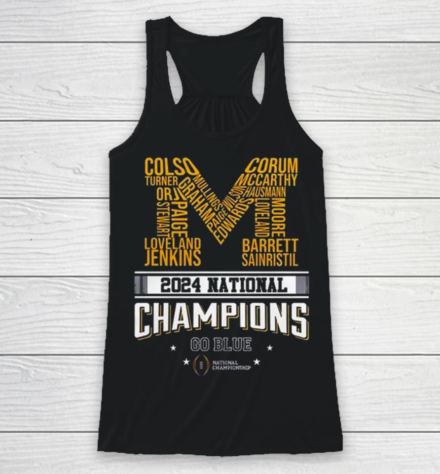 2024 National Champions Go Blue Michigan Wolverines M Logo Racerback Tank