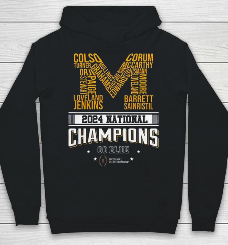 2024 National Champions Go Blue Michigan Wolverines M Logo Hoodie