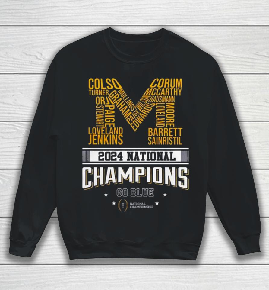 2024 National Champions Go Blue Michigan Wolverines M Logo Sweatshirt