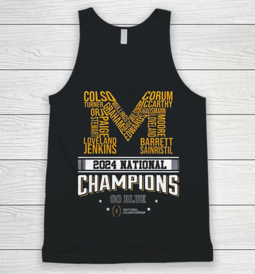 2024 National Champions Go Blue Michigan Wolverines M Logo Unisex Tank Top