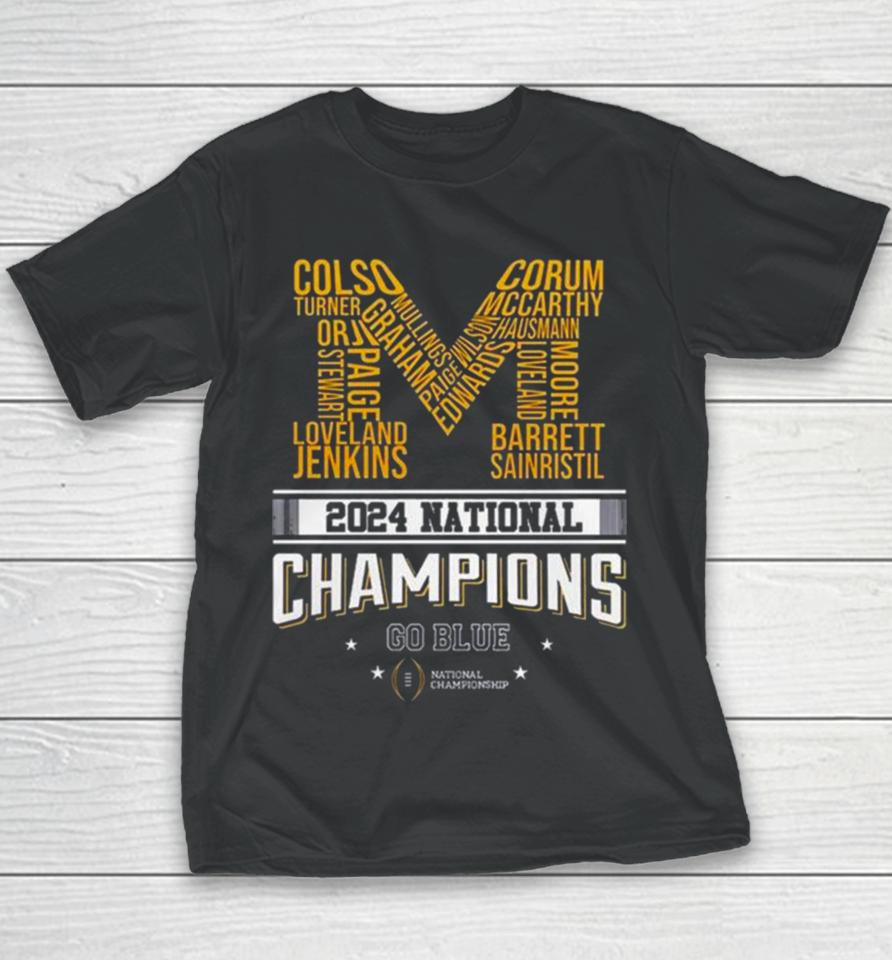 2024 National Champions Go Blue Michigan Wolverines M Logo Youth T-Shirt