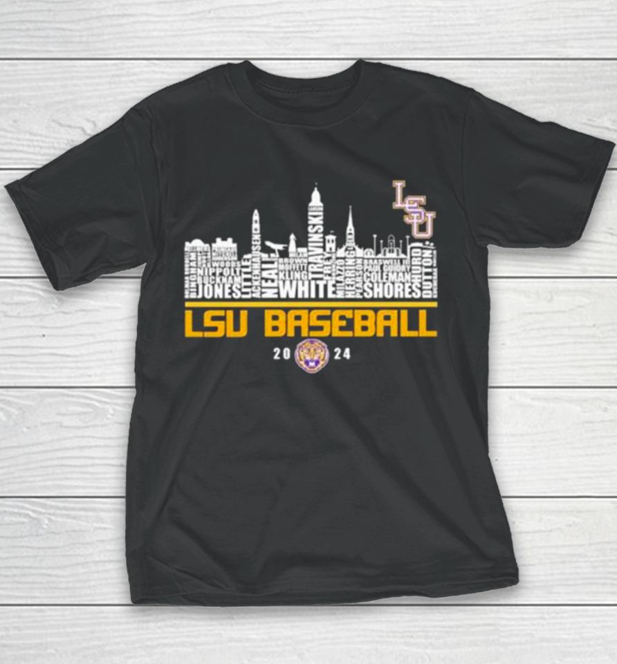 2024 National Champions Lsu Tigers Team Name Skyline Youth T-Shirt