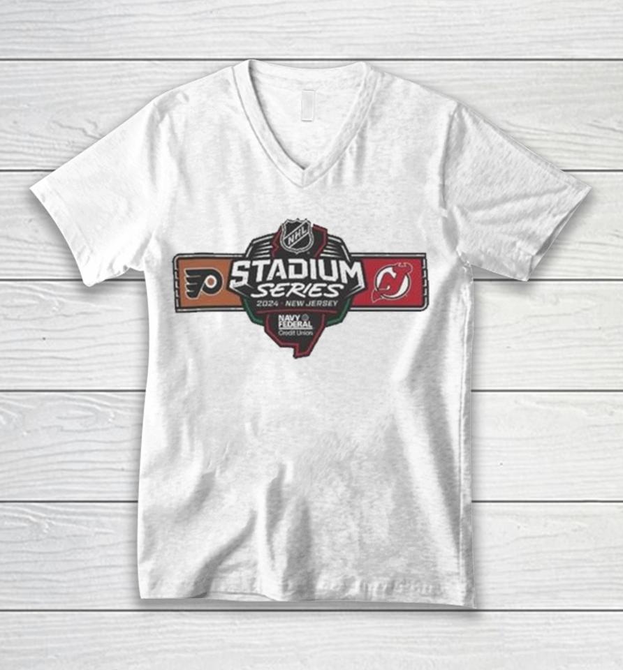 2024 Navy Federal Credit Union Nhl Stadium Series Philadelphia Flyers Vs New Jersey Devils Unisex V-Neck T-Shirt
