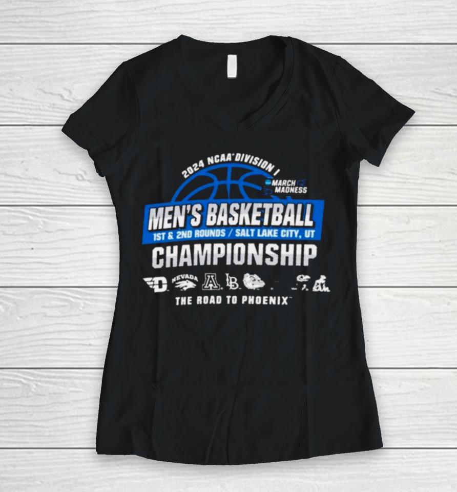 2024 Ncaa Division I Men’s Basketball 1St, 2Nd Rounds – Salt Lake City Women V-Neck T-Shirt