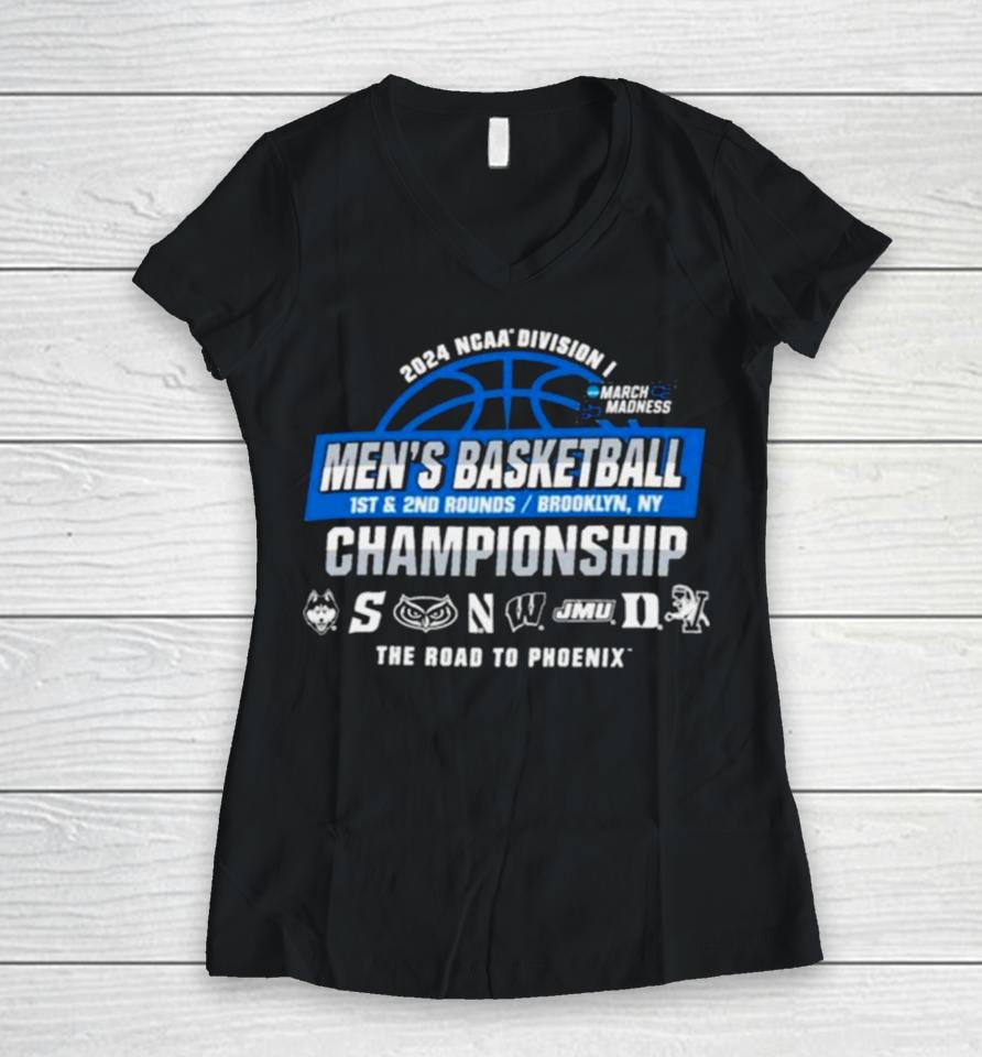 2024 Ncaa Division I Men’s Basketball Championship 1St, 2Nd Rounds – Brooklyn Women V-Neck T-Shirt