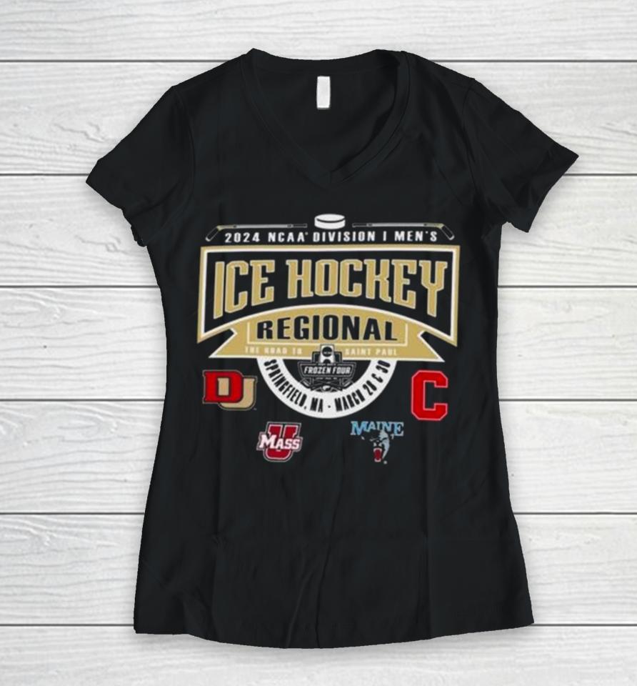 2024 Ncaa Division I Men’s Ice Hockey Regional The Road To Saint Paul March 28 &Amp; 30 Women V-Neck T-Shirt