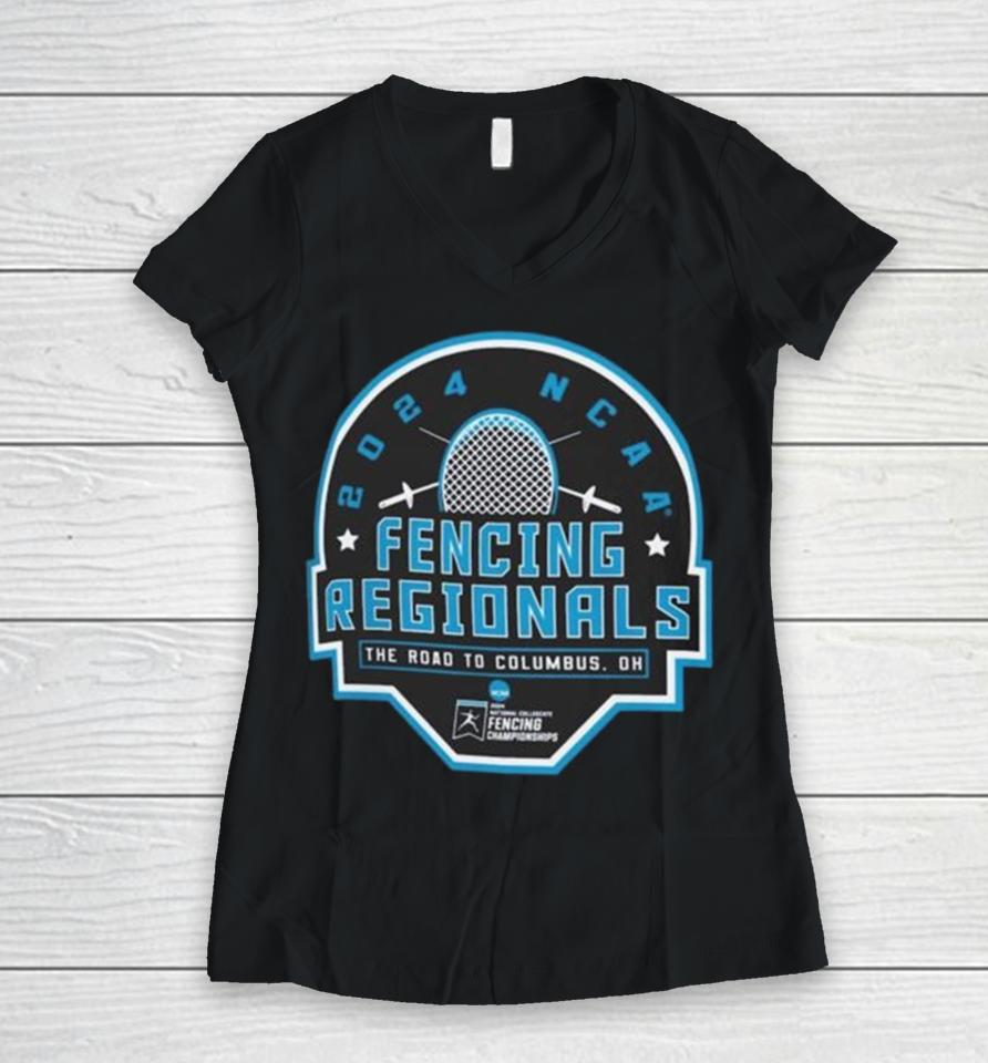 2024 Ncaa Fencing Regionals The Road To Columbus Women V-Neck T-Shirt