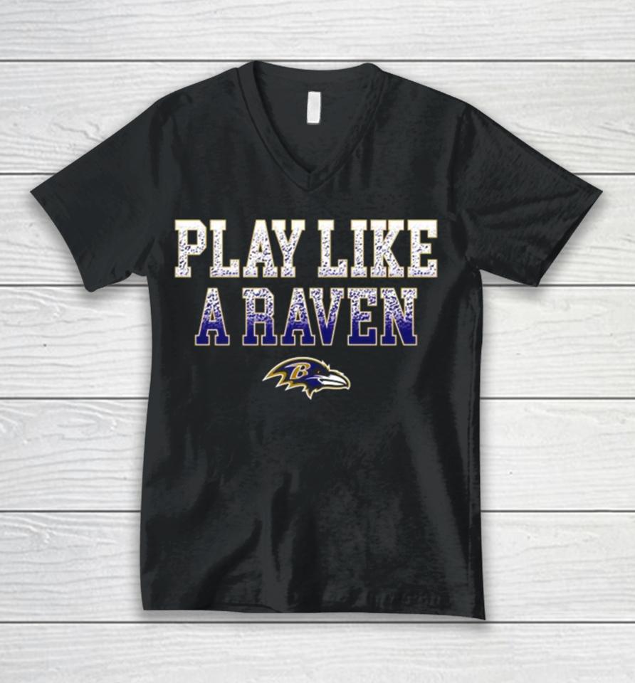 2024 Nfl Baltimore Ravens Play Like A Raven Statement Logo Men’s Unisex V-Neck T-Shirt