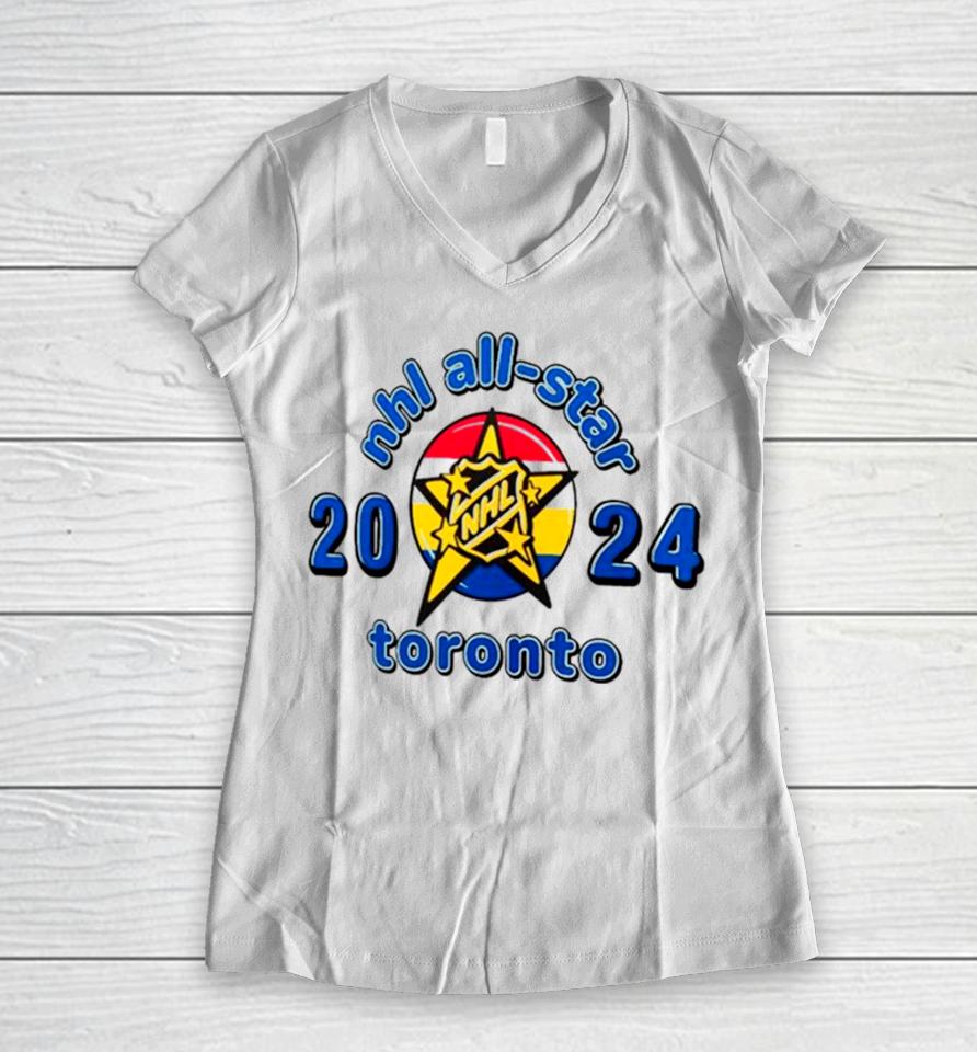 2024 Nhl All Star Game Logo Women V-Neck T-Shirt