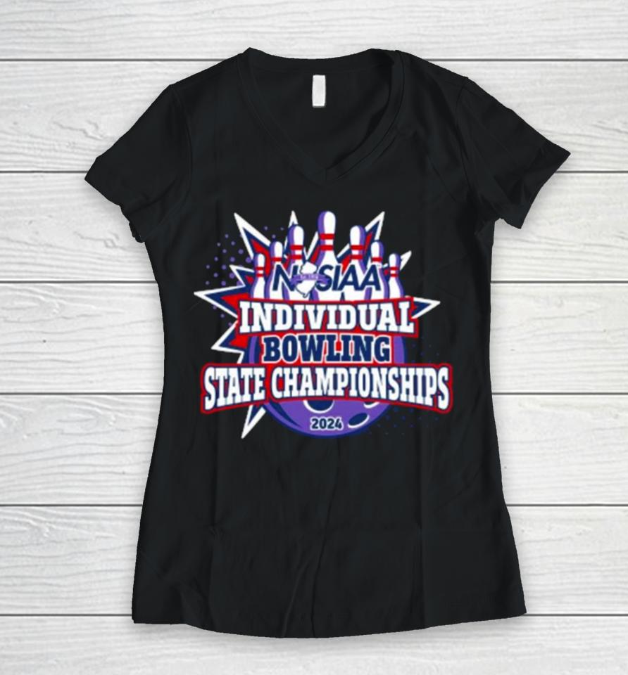 2024 Njsiaa Individual Bowling State Championships Women V-Neck T-Shirt