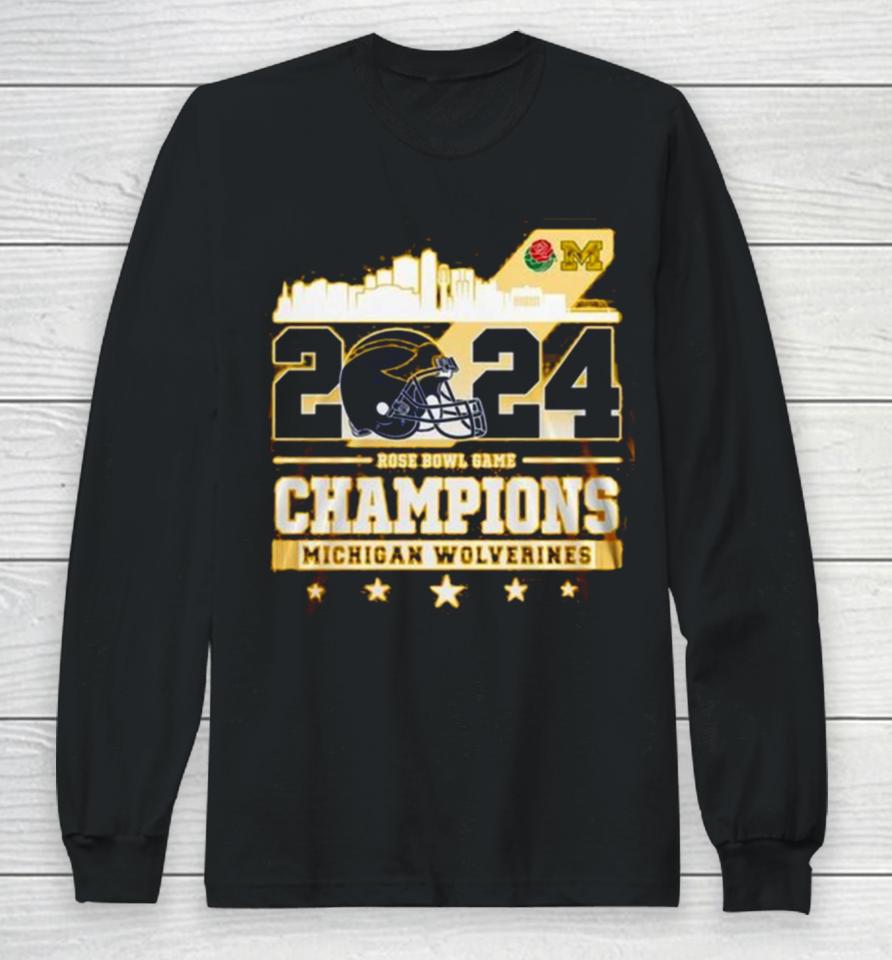 2024 Rose Bowl Game Champions Michigan Wolverines Long Sleeve T-Shirt