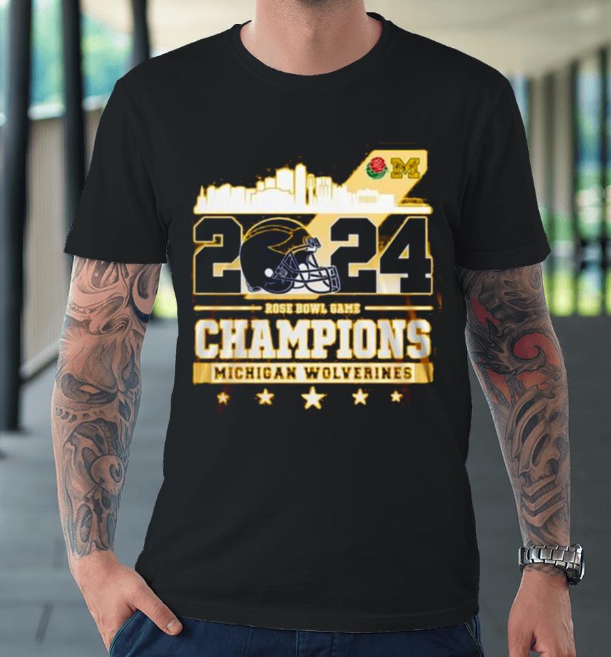2024 Rose Bowl Game Champions Michigan Wolverines Premium T-Shirt