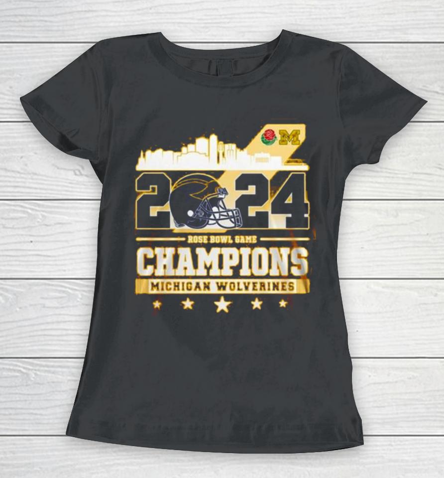 2024 Rose Bowl Game Champions Michigan Wolverines Women T-Shirt
