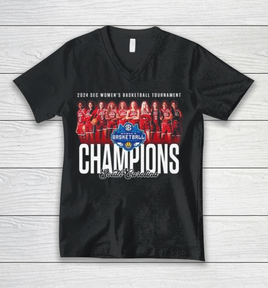 2024 Sec Women’s Basketball Tournament Champions South Carolina Gamecocks Unisex V-Neck T-Shirt