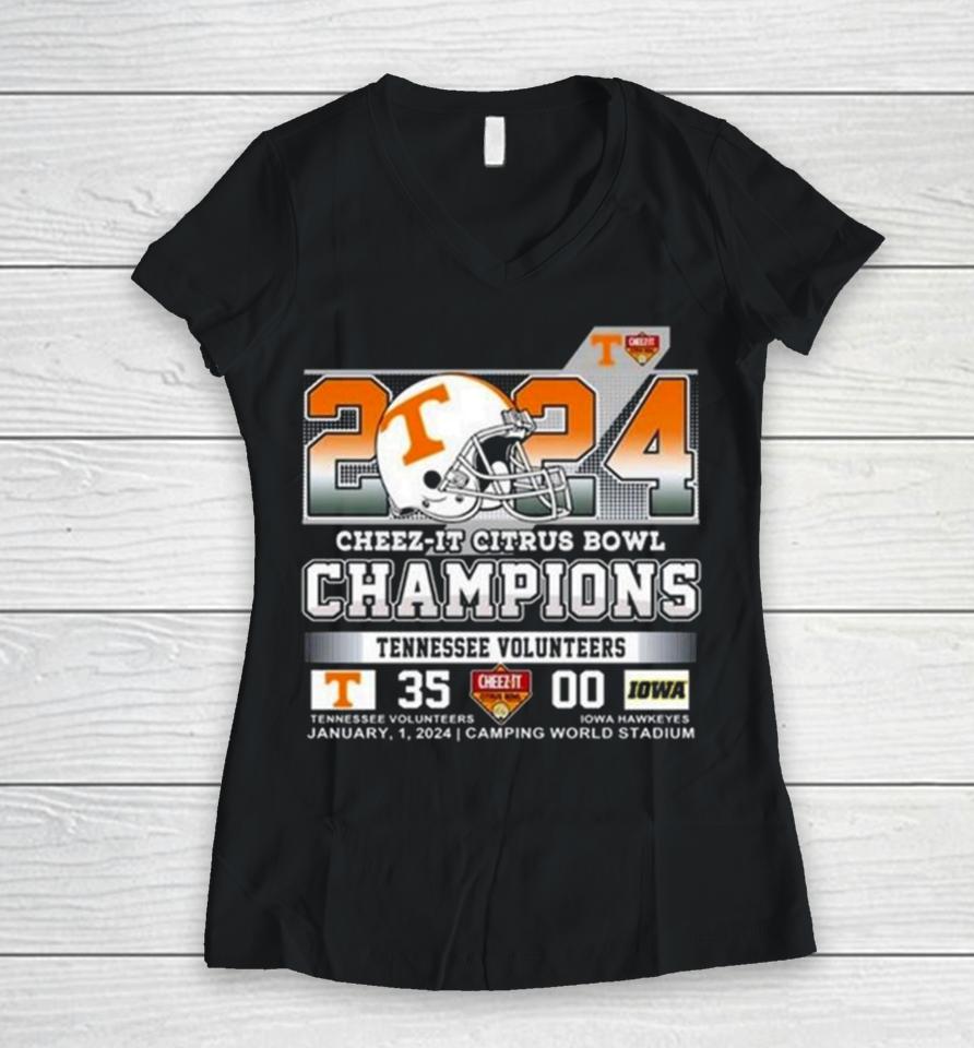 2024 Tennessee Volunteers Champions Cheez It Citrus Bowl Women V-Neck T-Shirt