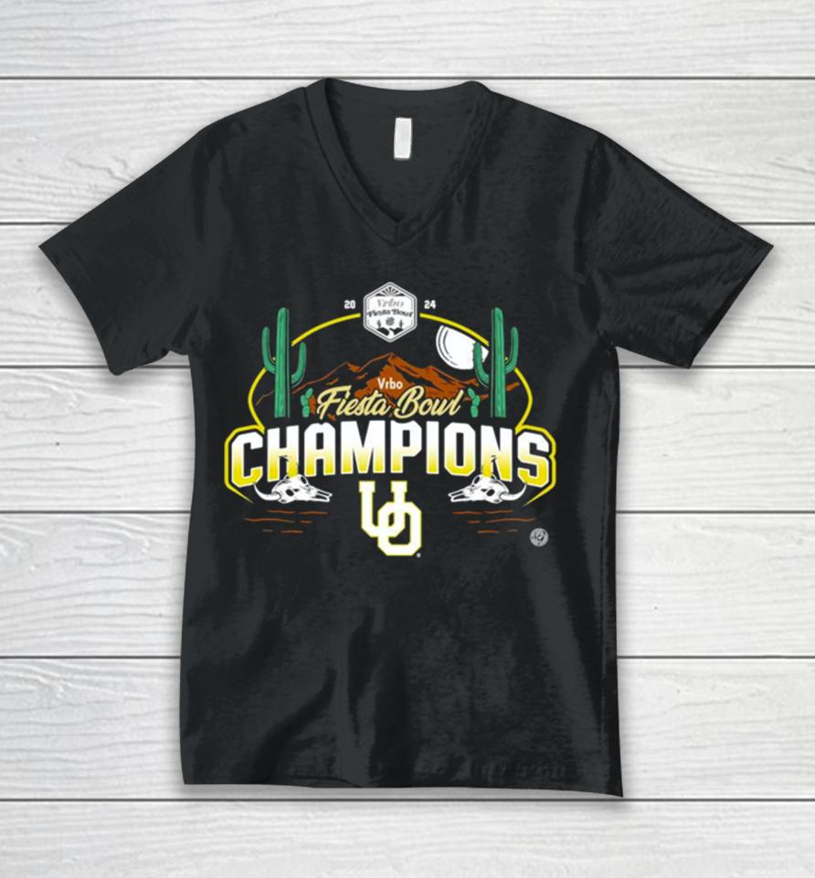 2024 Vrbo Fiesta Bowl Oregon Ducks Football Graphic Unisex V-Neck T-Shirt