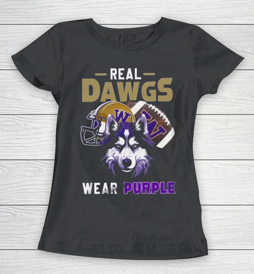 2024 Washington Huskies Real Dawgs Wear Purple Wolf Women T-Shirt