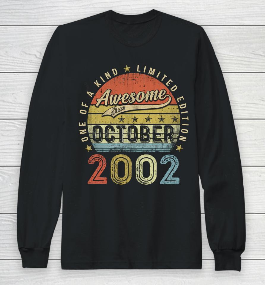 20Th Birthday Gift Awesome Since October 2002 20 Year Old Long Sleeve T-Shirt