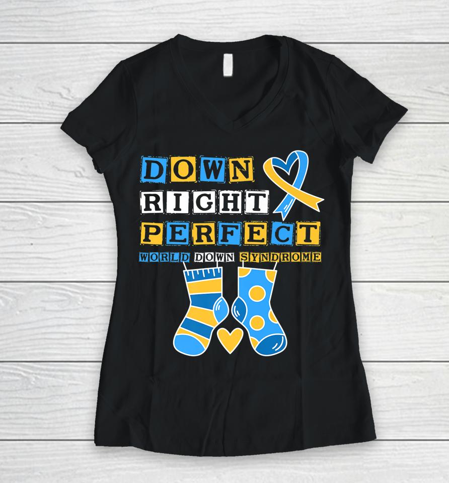 21 March World Down Syndrome Day Awareness Socks Women V-Neck T-Shirt