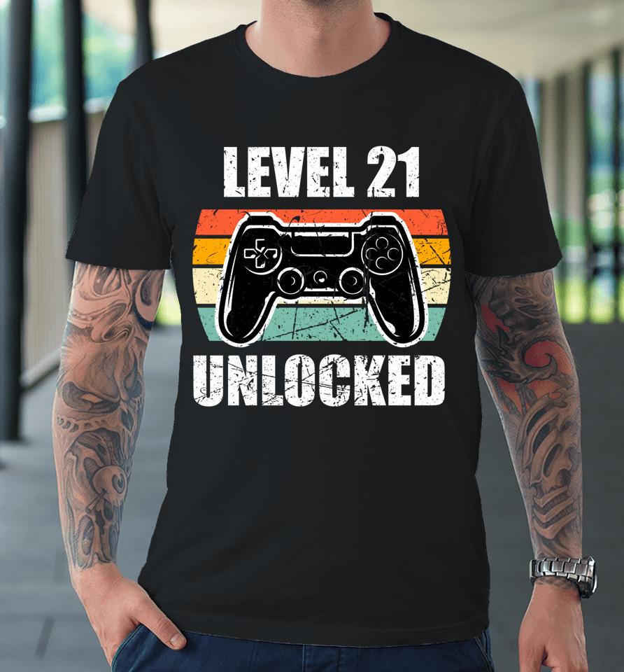 21St Birthday Gaming Vintage Gift 21 Year Old Gamer Premium T-Shirt