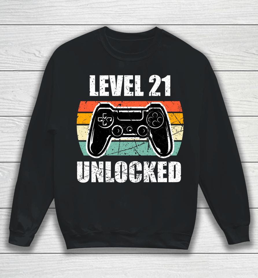 21St Birthday Gaming Vintage Gift 21 Year Old Gamer Sweatshirt