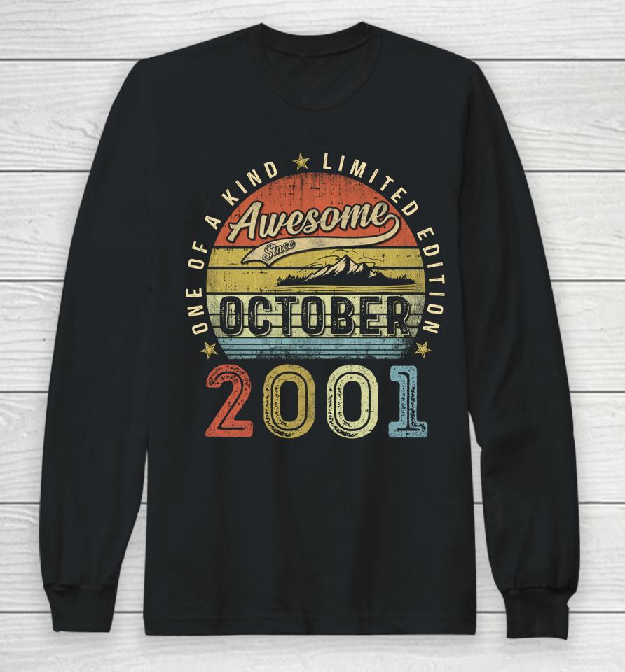 21St Birthday Gift Awesome Since October 2001 21 Year Old Long Sleeve T-Shirt