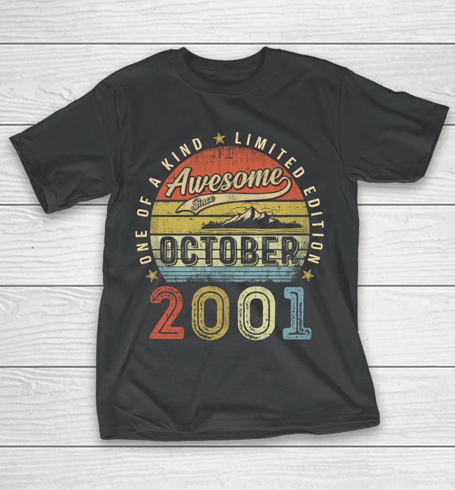 21St Birthday Gift Awesome Since October 2001 21 Year Old T-Shirt