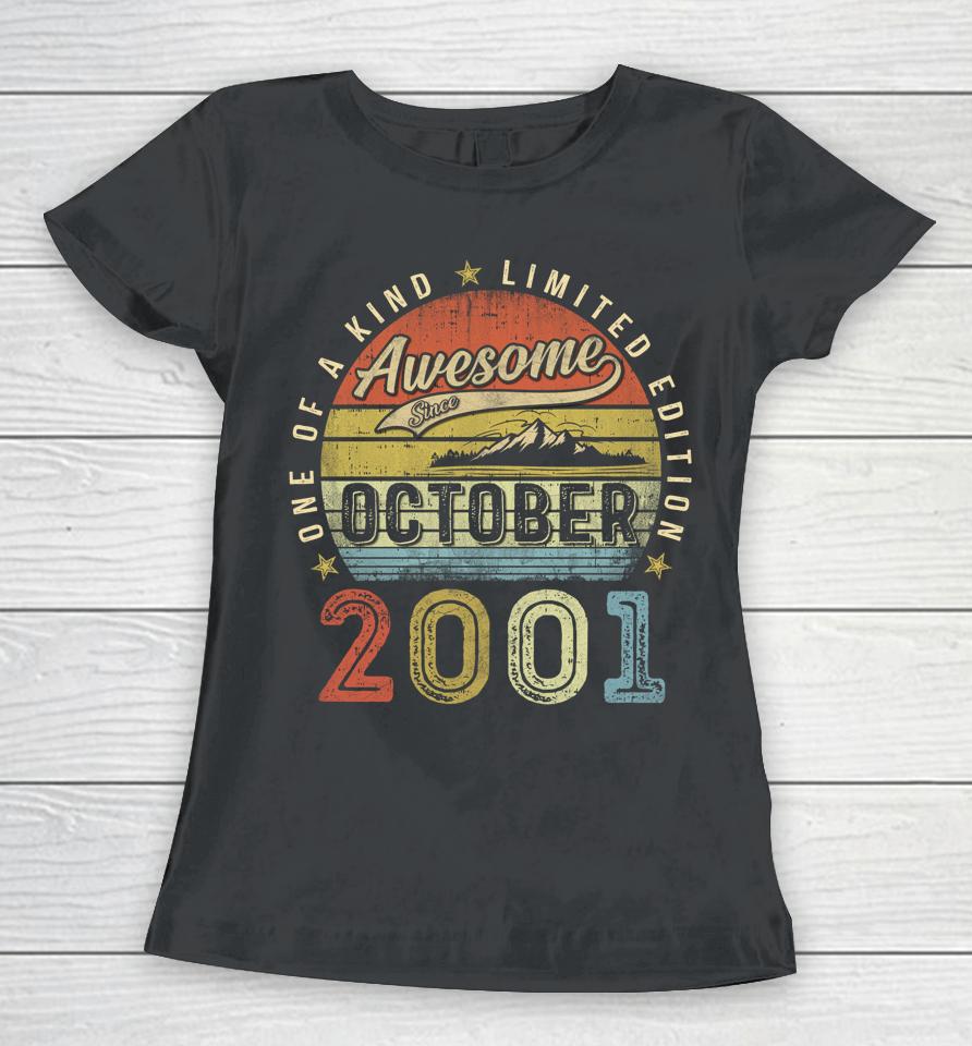 21St Birthday Gift Awesome Since October 2001 21 Year Old Women T-Shirt