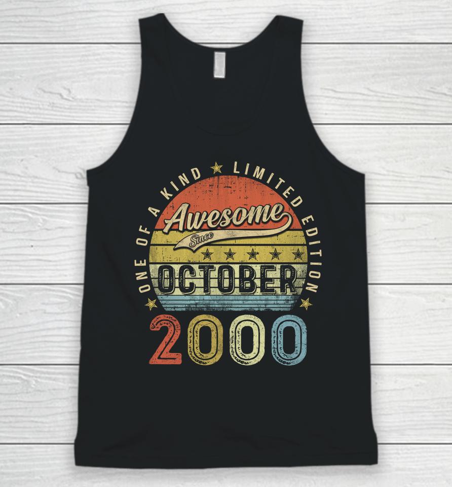 22Th Birthday Gift Awesome Since October 2000 22 Year Old Unisex Tank Top