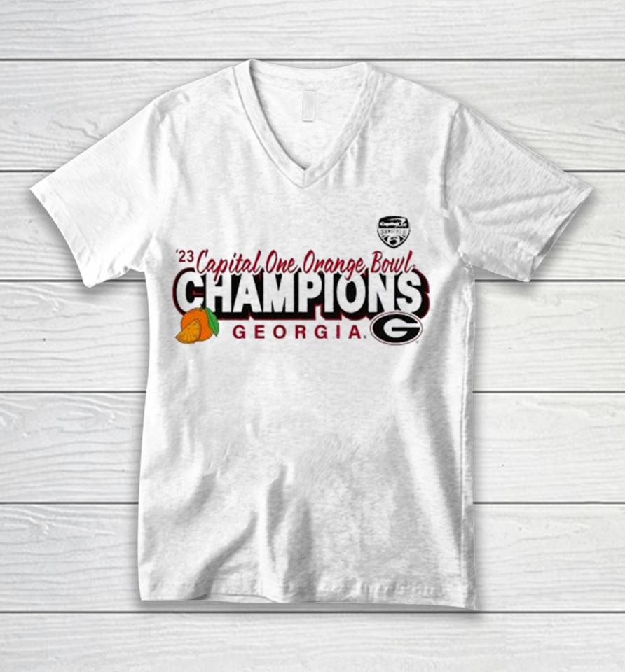 ’23 Orange Bowl Champions Georgia Bulldogs Unisex V-Neck T-Shirt