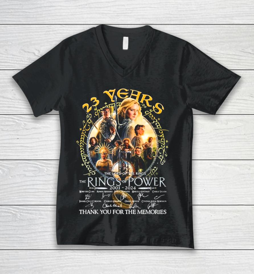23 Years The Lord Of The Rings – Rings Of Power 2001 2024 Thank You For The Memories Unisex V-Neck T-Shirt