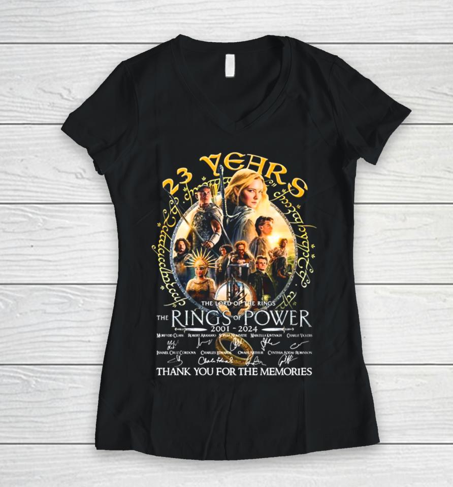 23 Years The Lord Of The Rings – Rings Of Power 2001 2024 Thank You For The Memories Women V-Neck T-Shirt