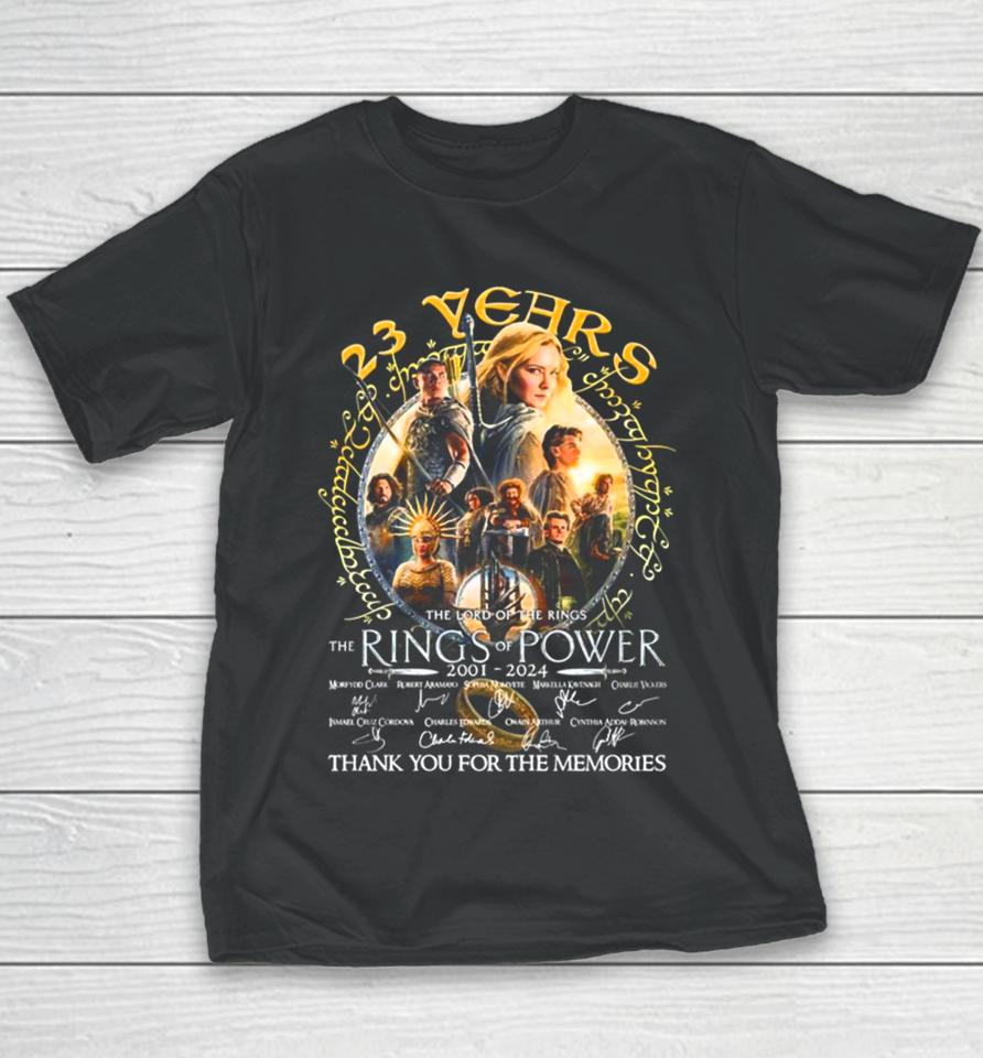 23 Years The Lord Of The Rings – Rings Of Power 2001 2024 Thank You For The Memories Youth T-Shirt