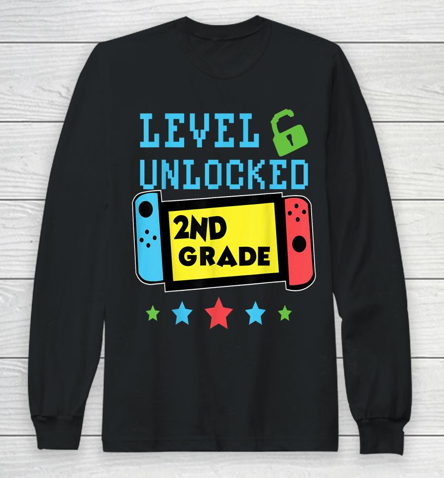 2Nd Grade Level Unlocked Gamer First Day Of School Boys Long Sleeve T-Shirt