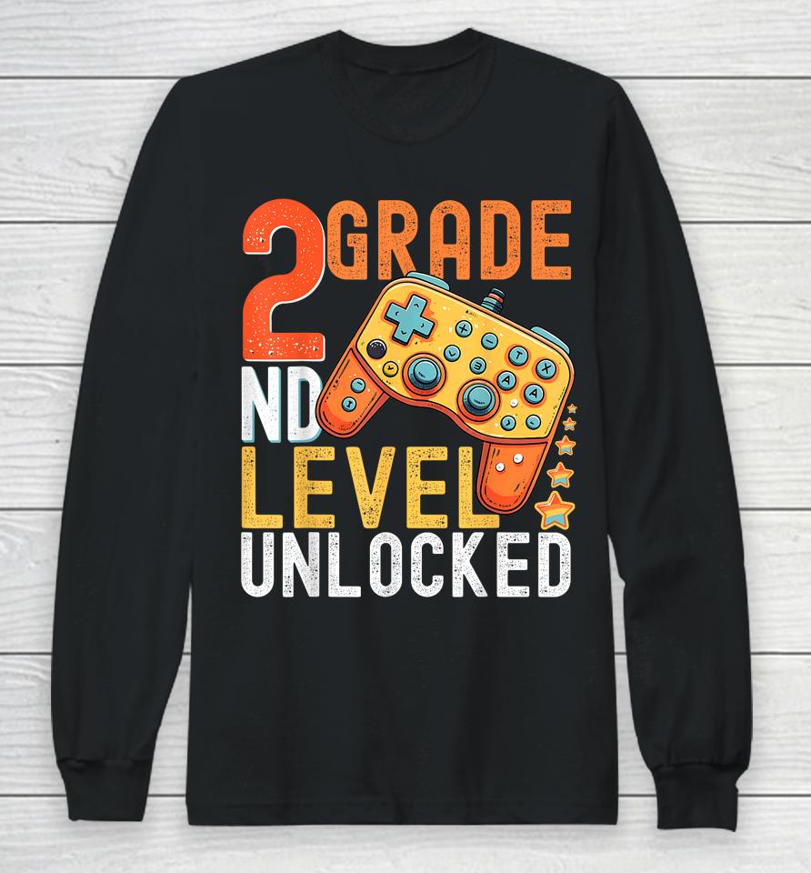 2Nd Grade Level Unlocked Video Game Back To School Boys Long Sleeve T-Shirt