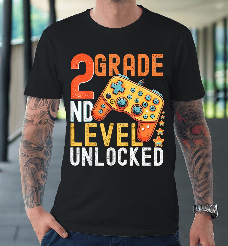 2Nd Grade Level Unlocked Video Game Back To School Boys Premium T-Shirt