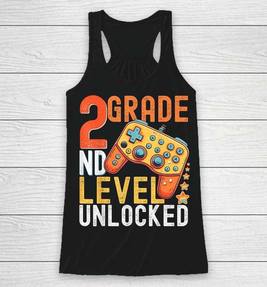 2Nd Grade Level Unlocked Video Game Back To School Boys Racerback Tank