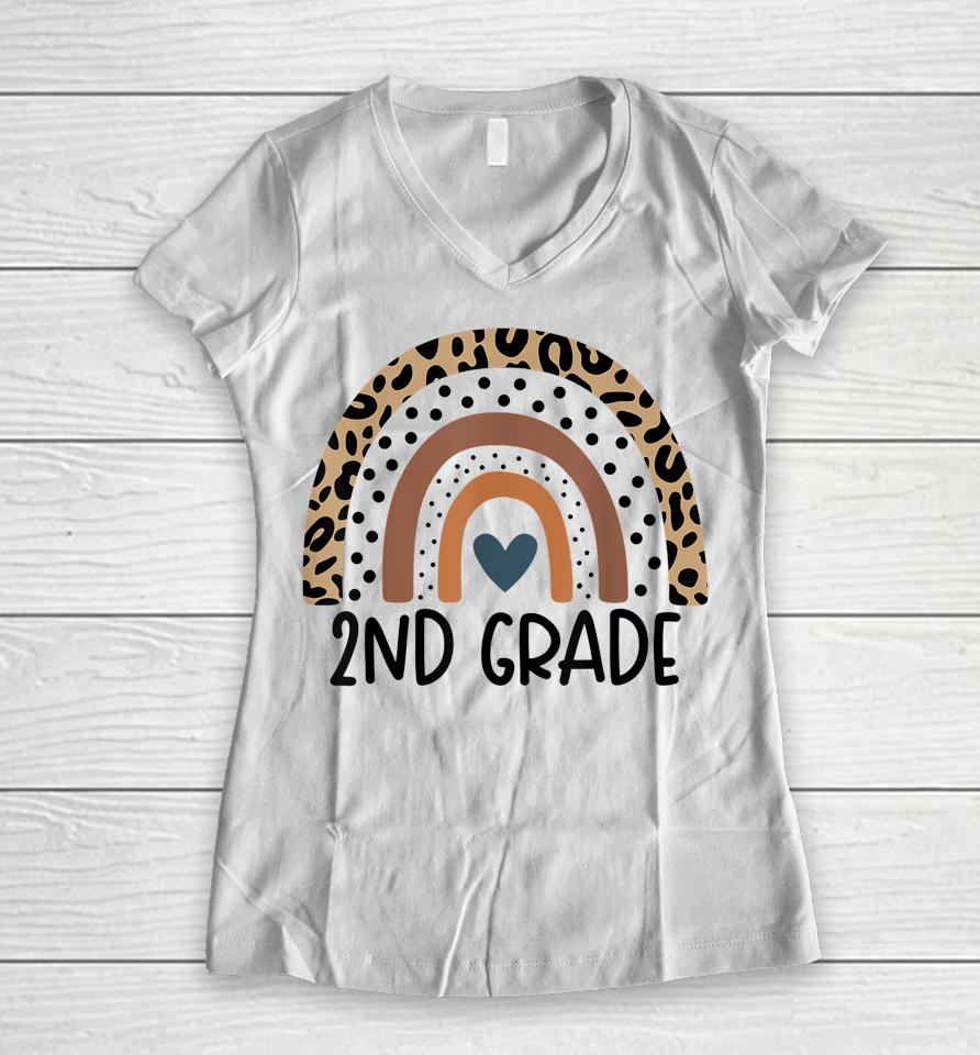 2Nd Grade Rainbow Teacher Team Second Grade Squad Girls Boys Women V-Neck T-Shirt