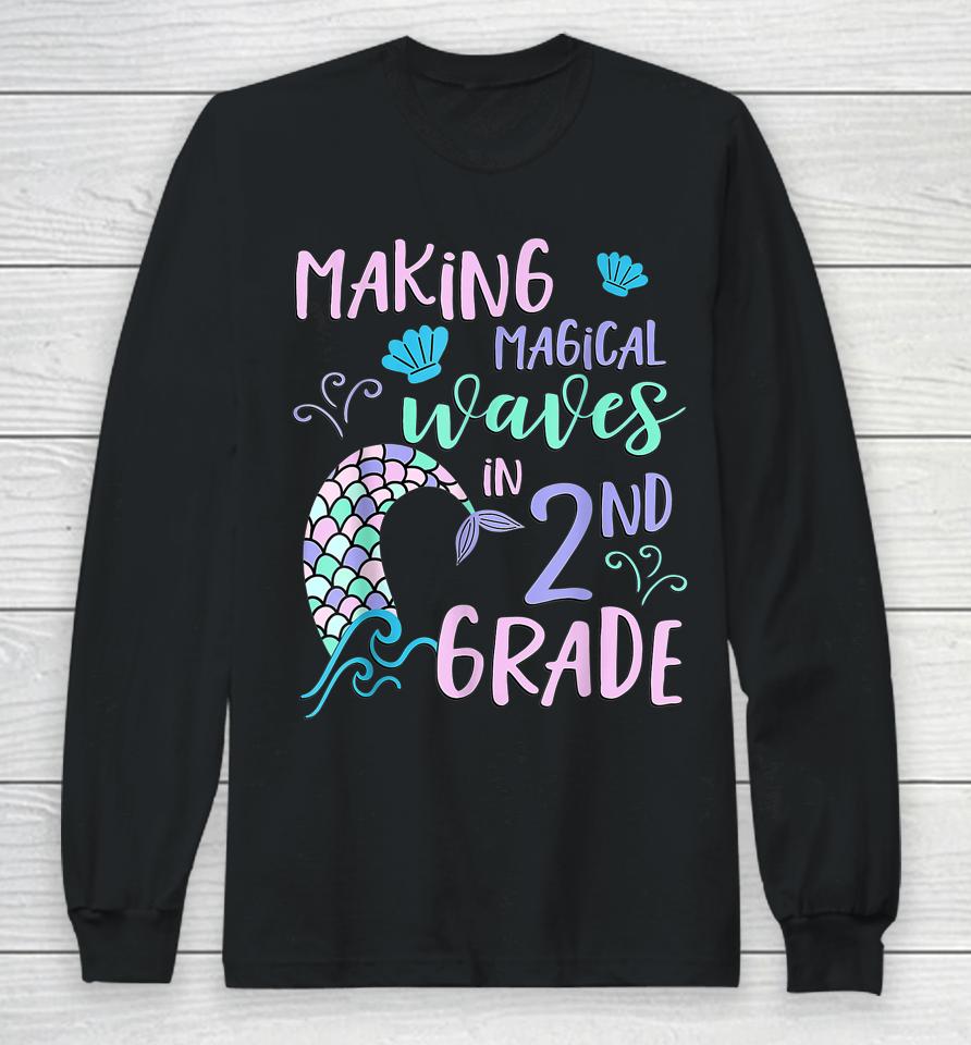 2Nd Grade Shirt For Girls Cute Mermaid Back To School Second Long Sleeve T-Shirt