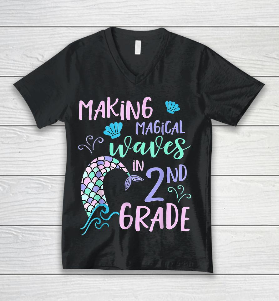 2Nd Grade Shirt For Girls Cute Mermaid Back To School Second Unisex V-Neck T-Shirt