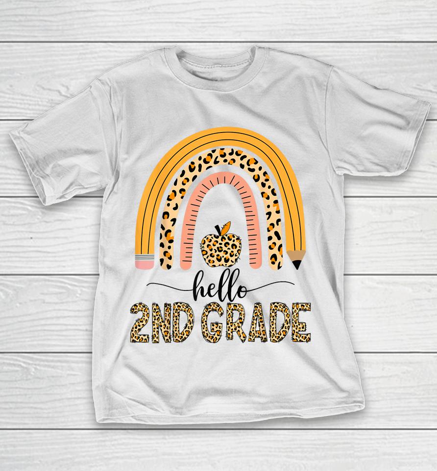 2Nd Grade Teacher Leopard Rainbow Girls Back To School T-Shirt