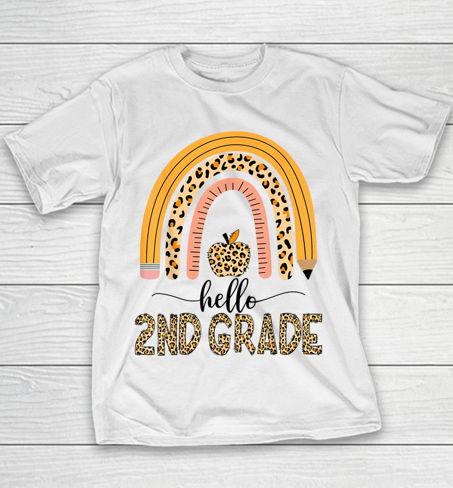 2Nd Grade Teacher Leopard Rainbow Girls Back To School Youth T-Shirt
