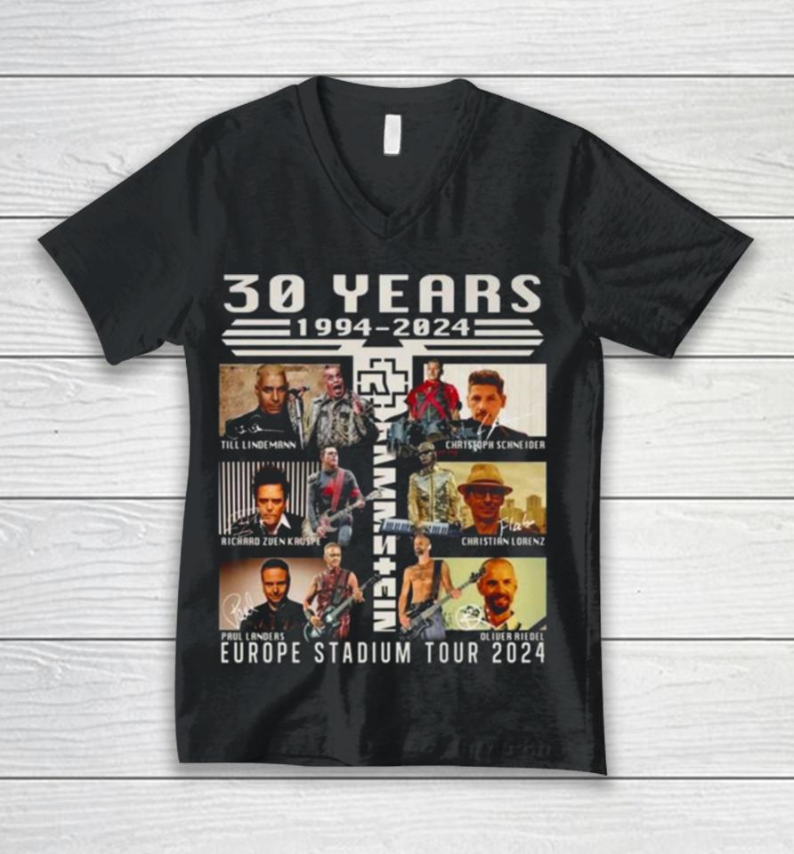 30 Years 1994 2024 Rammstein Europe Stadium Tour 2024 Unisex V-Neck T-Shirt