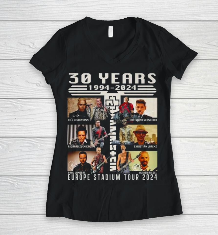30 Years 1994 2024 Rammstein Europe Stadium Tour 2024 Women V-Neck T-Shirt