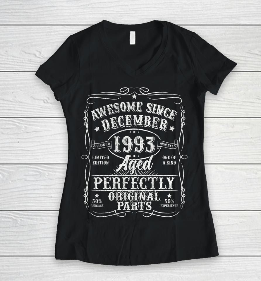 30 Years Old Vintage December 1993 Gifts 30Th Birthday Women V-Neck T-Shirt