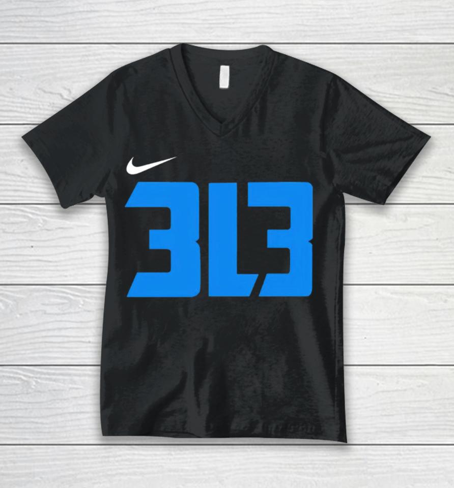 313 3L3 Detroit Lions Unisex V-Neck T-Shirt