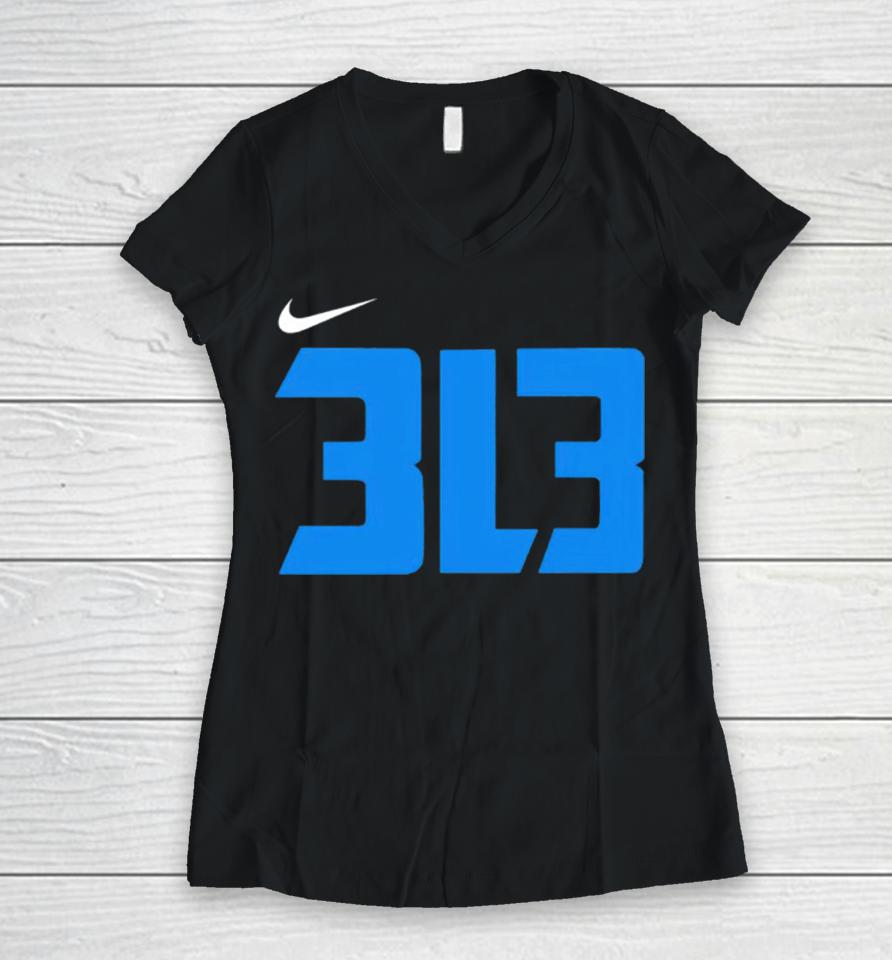 313 3L3 Detroit Lions Women V-Neck T-Shirt