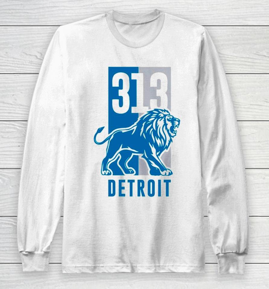313 Detroit Lions Michigan Football Long Sleeve T-Shirt